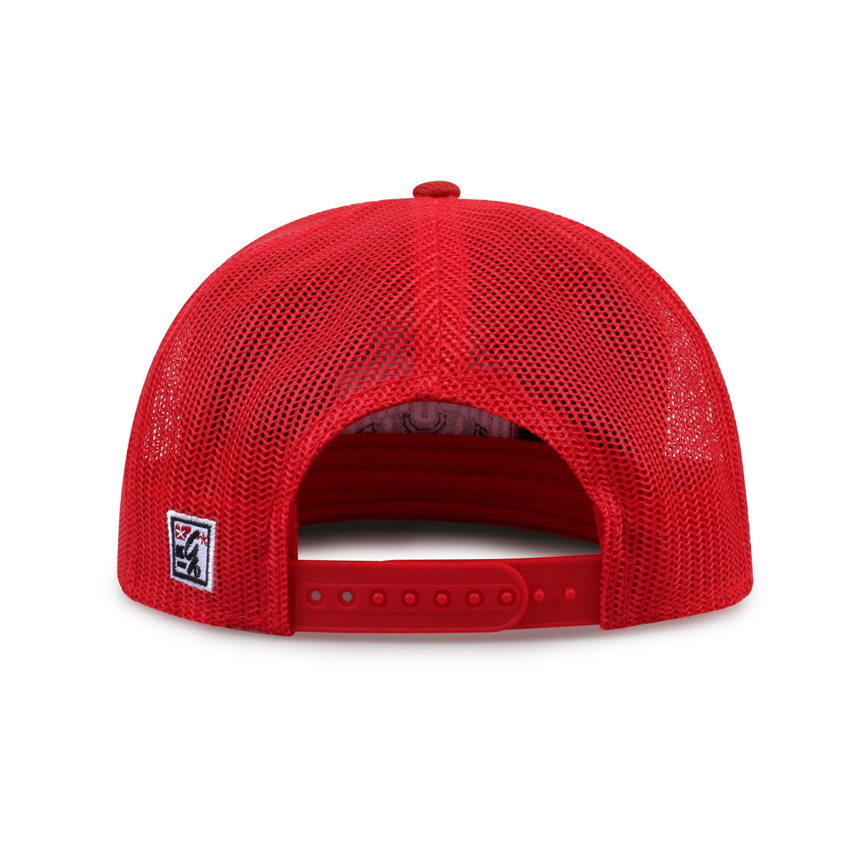 The Ohio State University Class of '92 trucker hat, rear view of mesh back and adjustable snapback closure