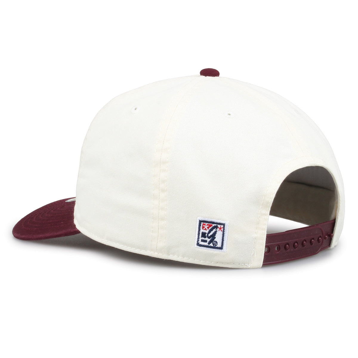 Texas A&M Original Circle snapback hat showing adjustable snap closure and The Game logo, rear view