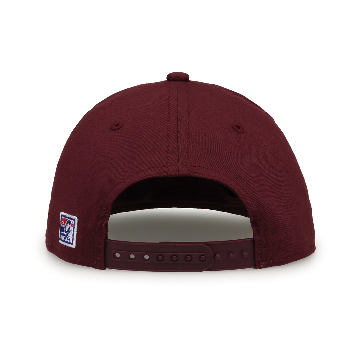 Virginia Tech Retro Bar snapback hat in maroon, straight rear view showing the adjustable snap closure