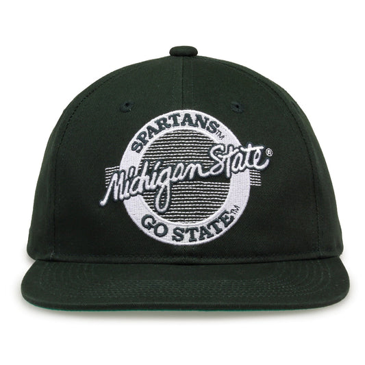 Michigan State Spartans Retro Circle Snapback - Dark Green, front view