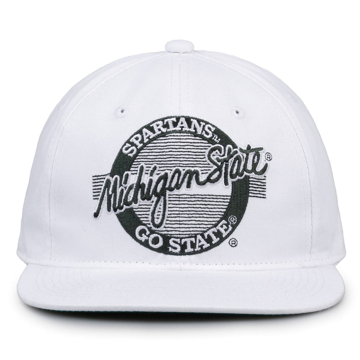 Michigan State Spartans Retro Circle Snapback - White, front view
