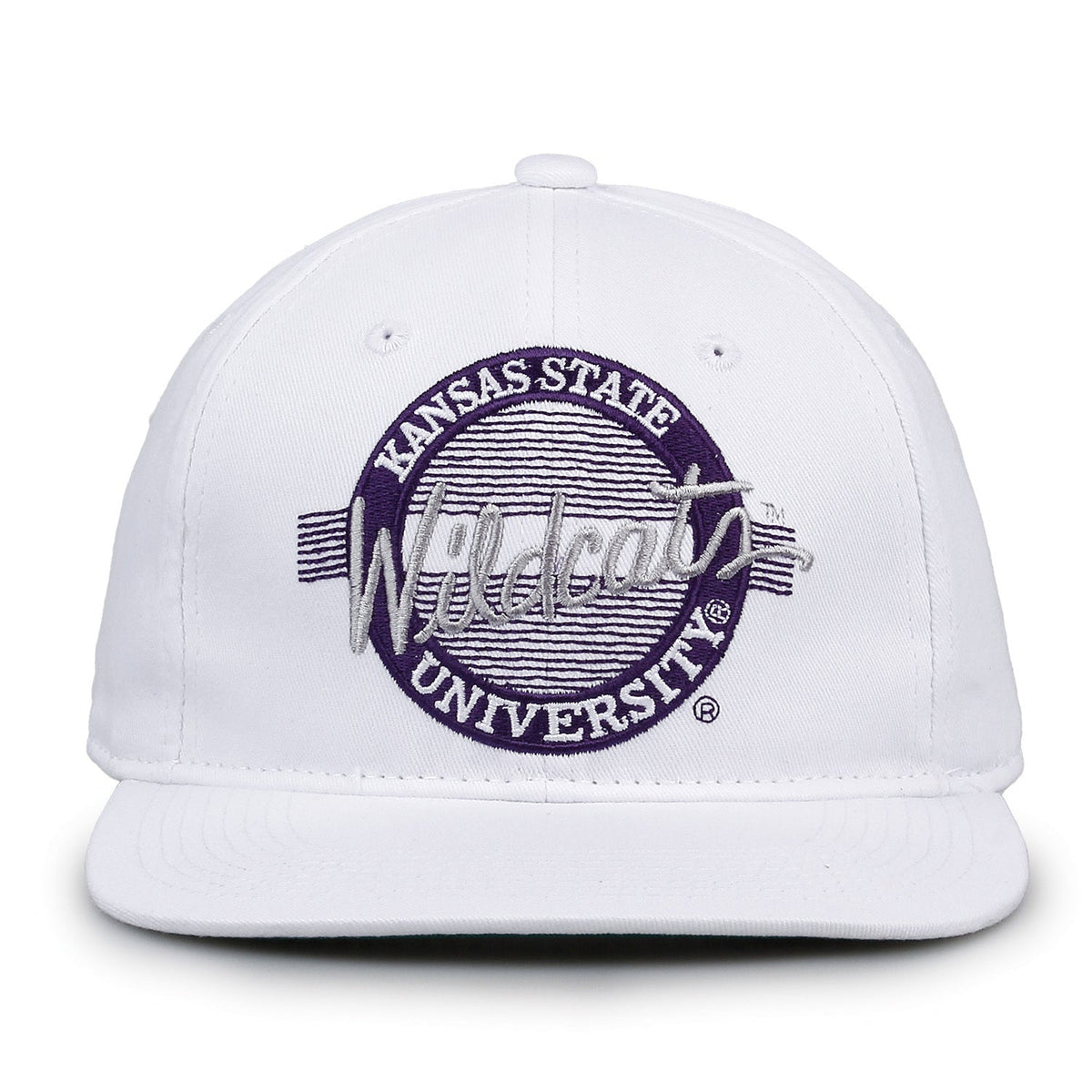 Kansas State Wildcats Retro Circle Snapback - White, front view
