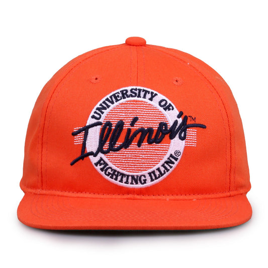 Illinois Fighting Illini Retro Circle Snapback - Orange, front view