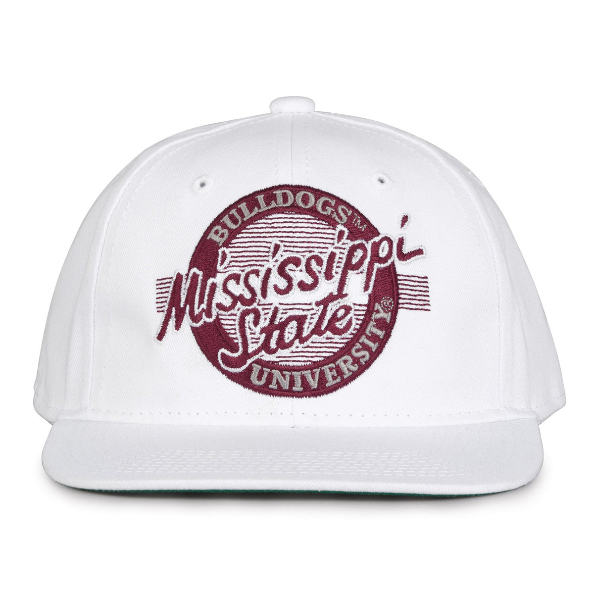 Mississippi State Bulldogs Retro Circle Snapback - White, front view
