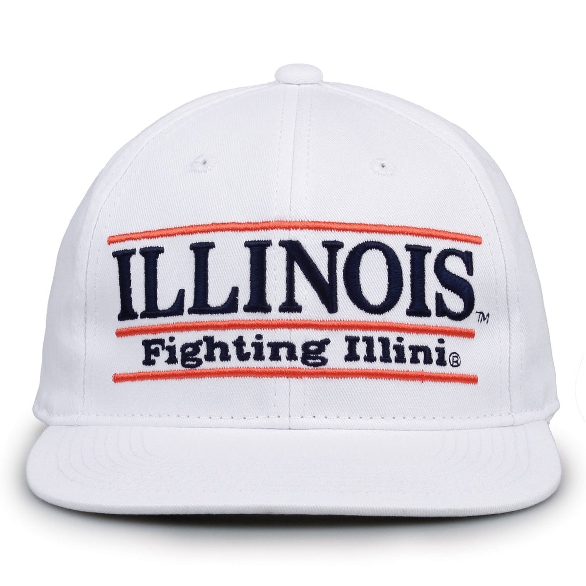 Illinois Fighting Illini Retro Bar Snapback - White, front view