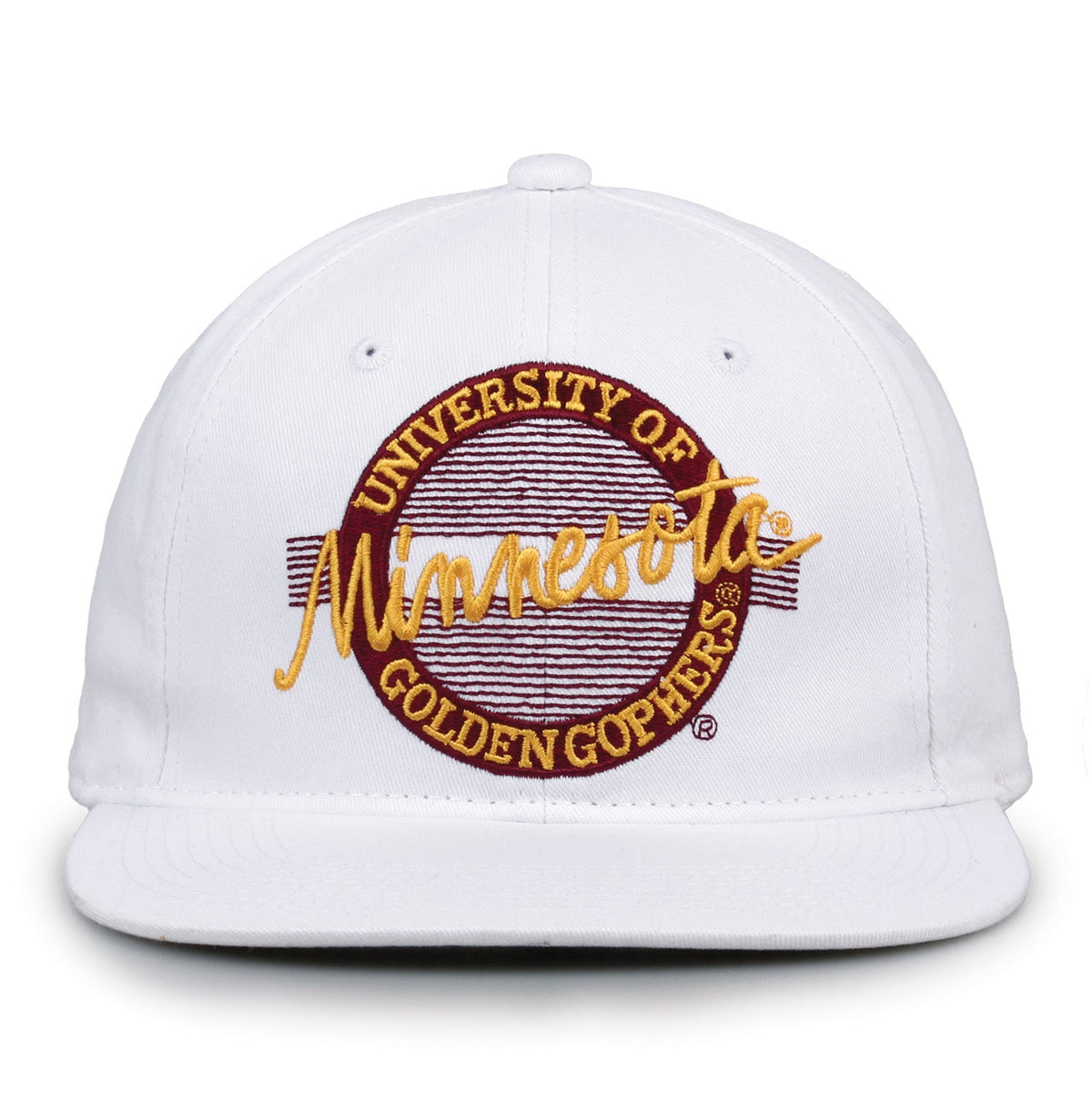 Minnesota Golden Gophers Retro Circle Snapback - White, front view