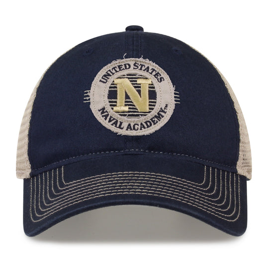 Navy Trucker Hat Circle Design