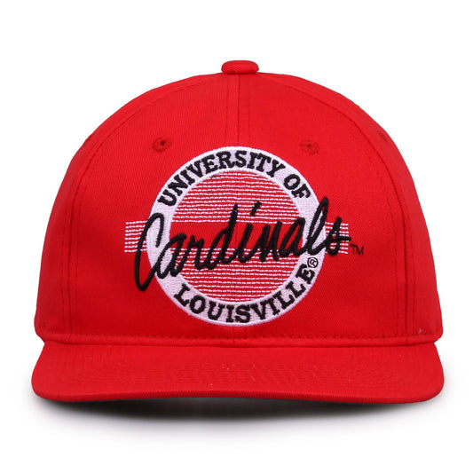 Louisville Cardinals Retro Circle Snapback - Red, front view