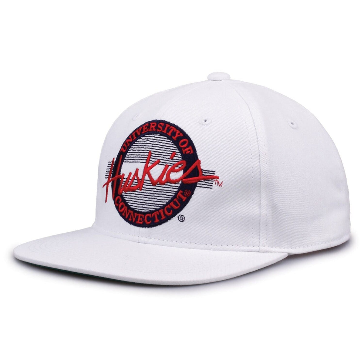 UConn Huskies Retro Circle Snapback - White, alternate view 1