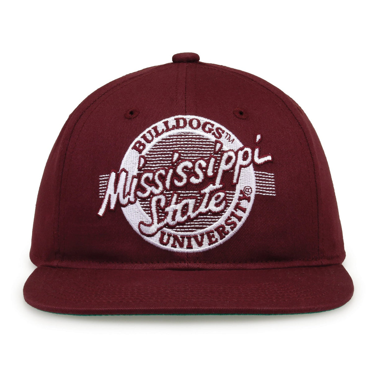 Mississippi State Bulldogs Retro Circle Snapback - Maroon, front view