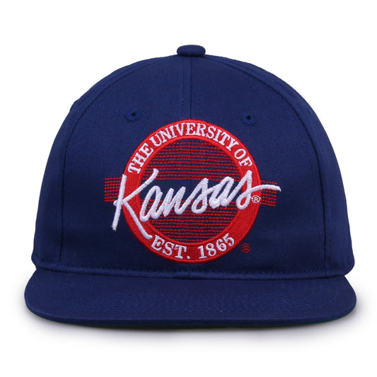Kansas Jayhawks Retro Circle Snapback - Royal, front view