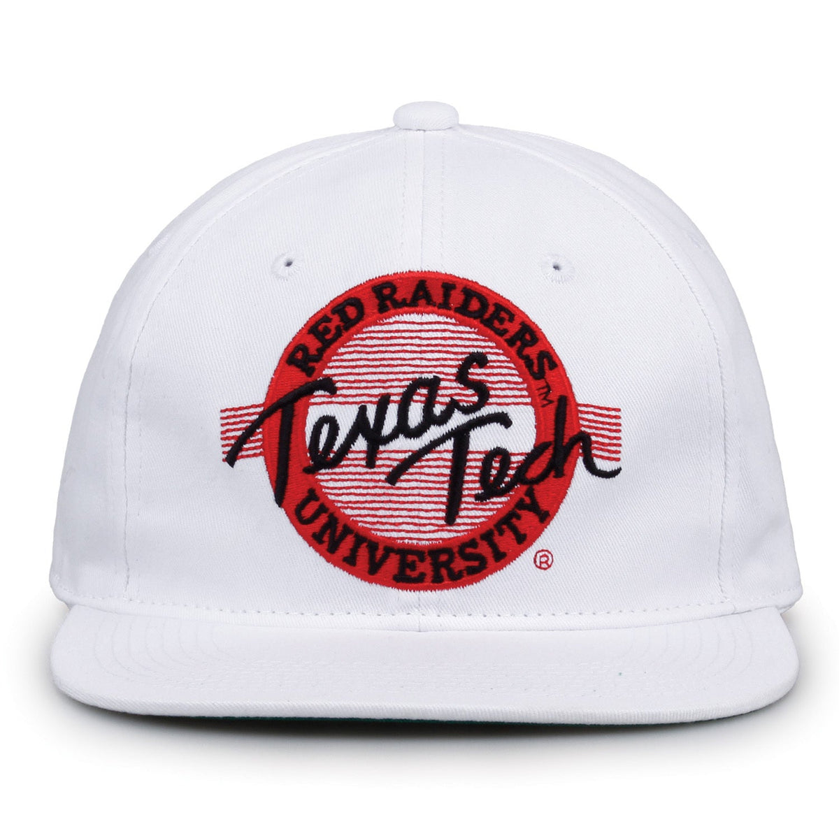 Texas Tech Red Raiders Retro Circle Snapback - White, front view