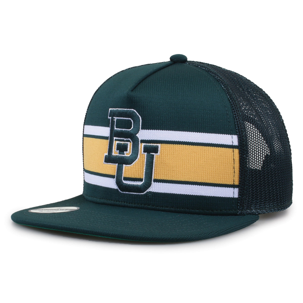 Baylor University Class of '92 trucker hat, angled front view showing embroidered logo and mesh side