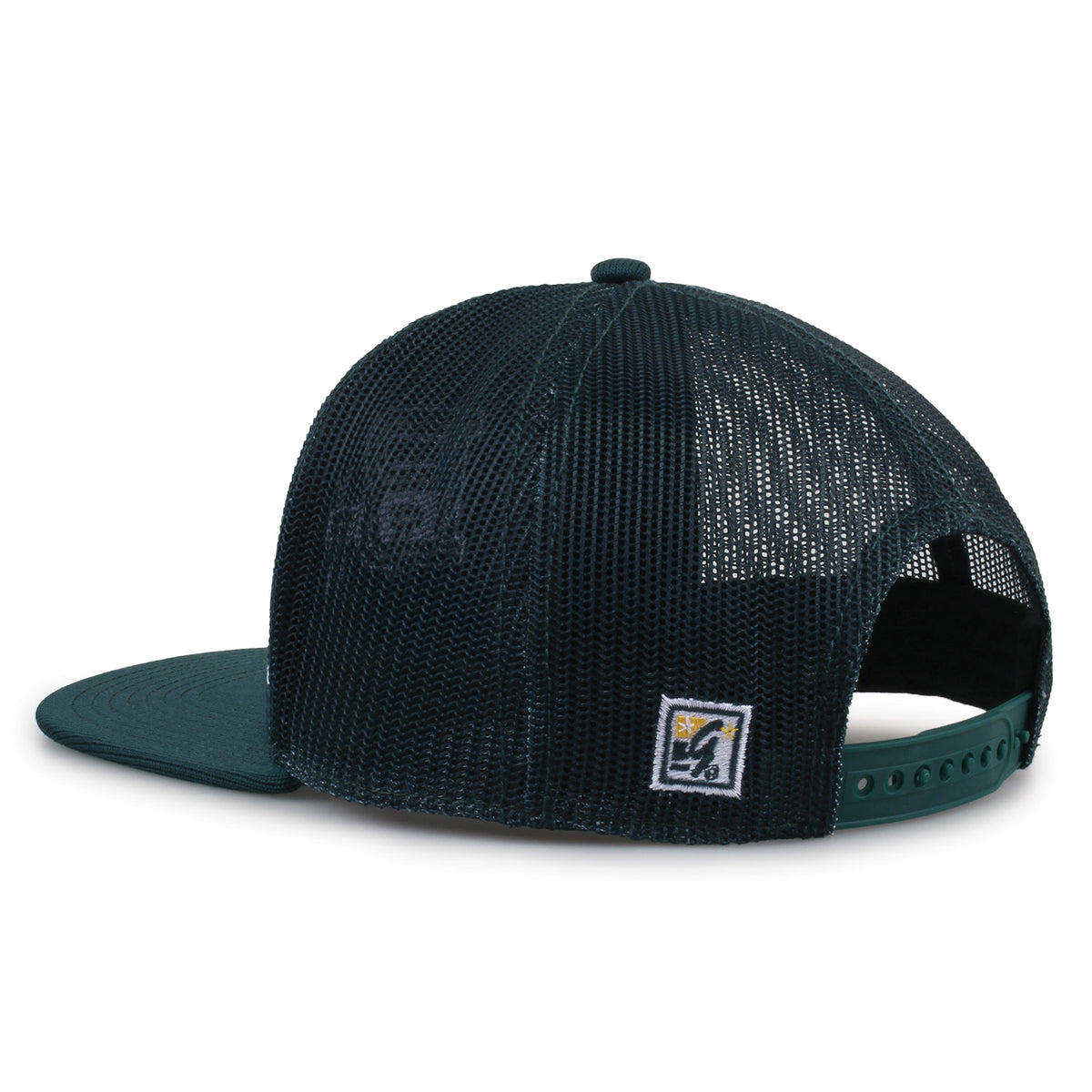 Baylor University Class of '92 trucker hat, angled rear view showing mesh panels and snapback closure