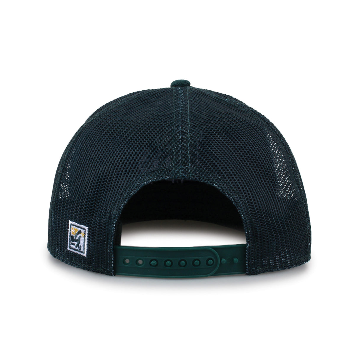 Baylor University Class of '92 trucker hat, rear view of mesh back and adjustable snapback closure