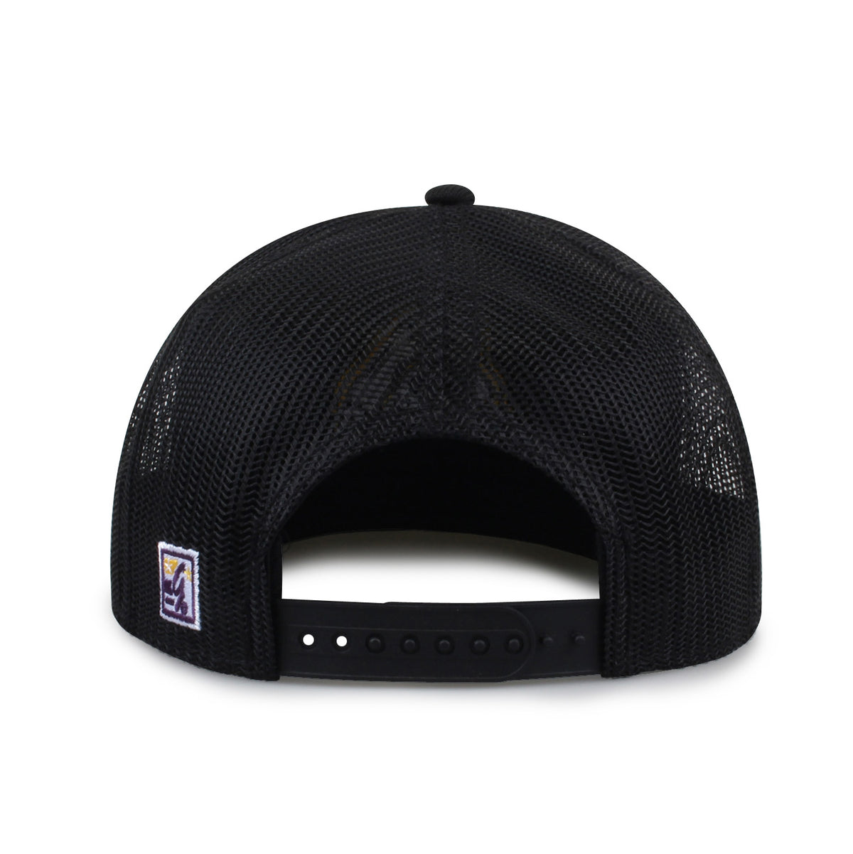 East Carolina University Class of '92 trucker hat, rear view of mesh back and adjustable snapback closure