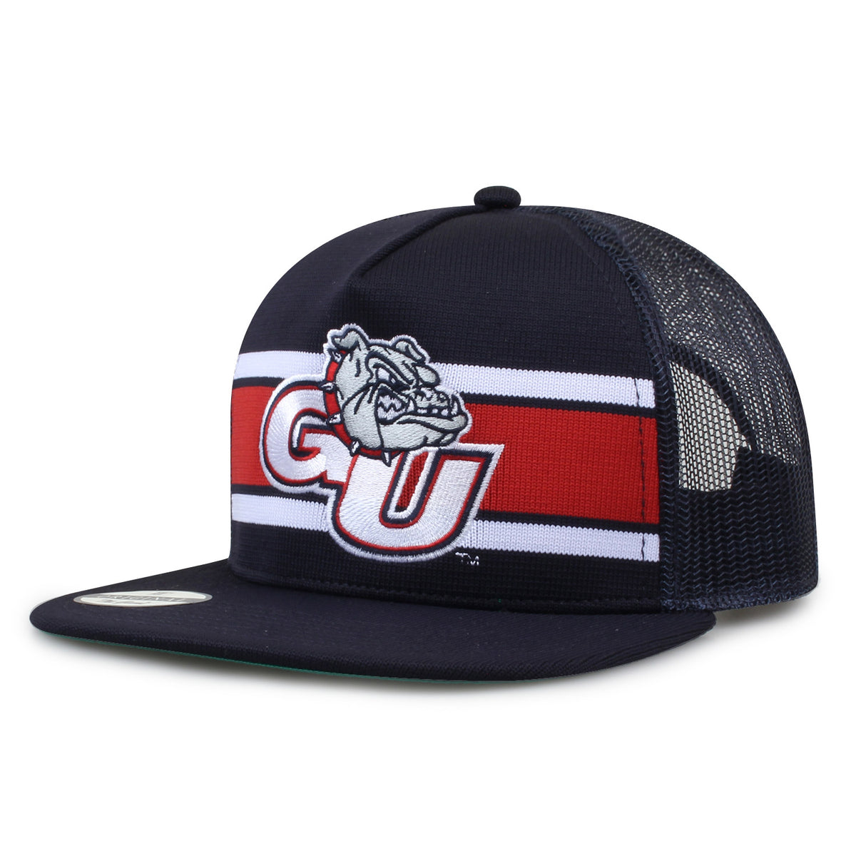 Gonzaga University Class of '92 trucker hat, angled front view showing embroidered logo and mesh side