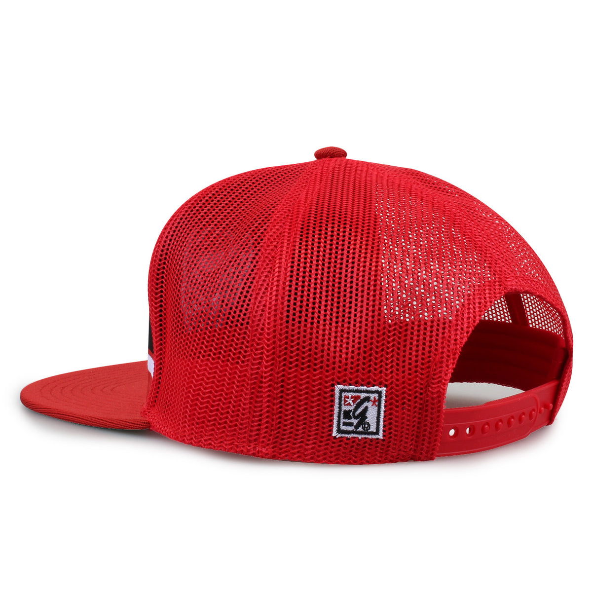 North Carolina State University Class of '92 trucker hat, angled rear view showing mesh panels and snapback closure