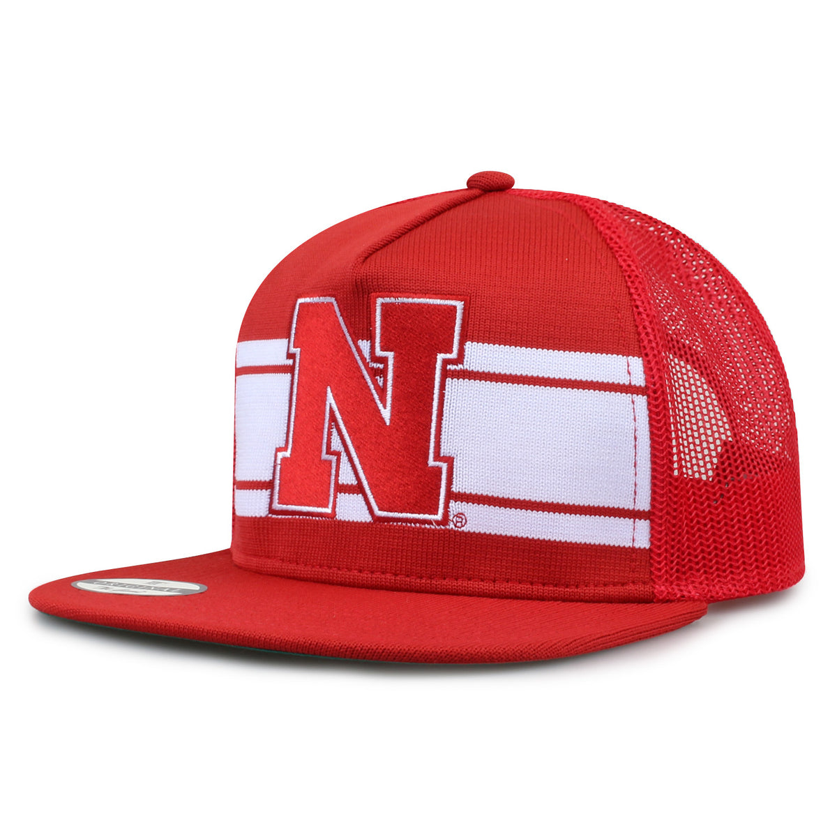 University of Nebraska Class of '92 trucker hat, angled front view showing embroidered logo and mesh side