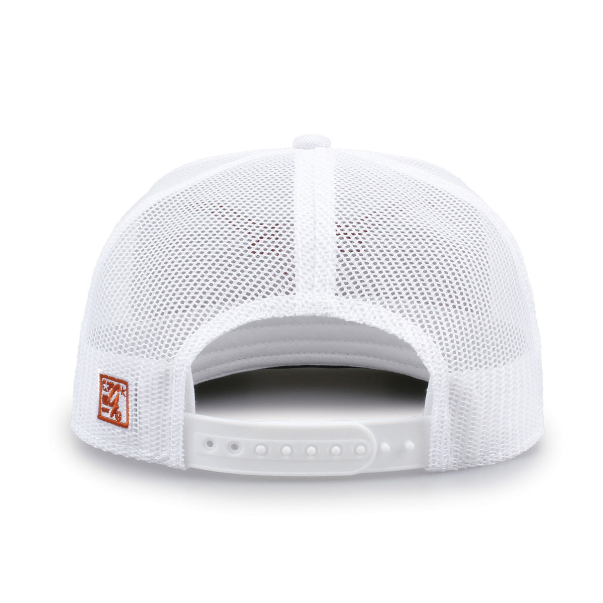 University of Texas Class of '92 trucker hat, rear view of mesh back and adjustable snapback closure