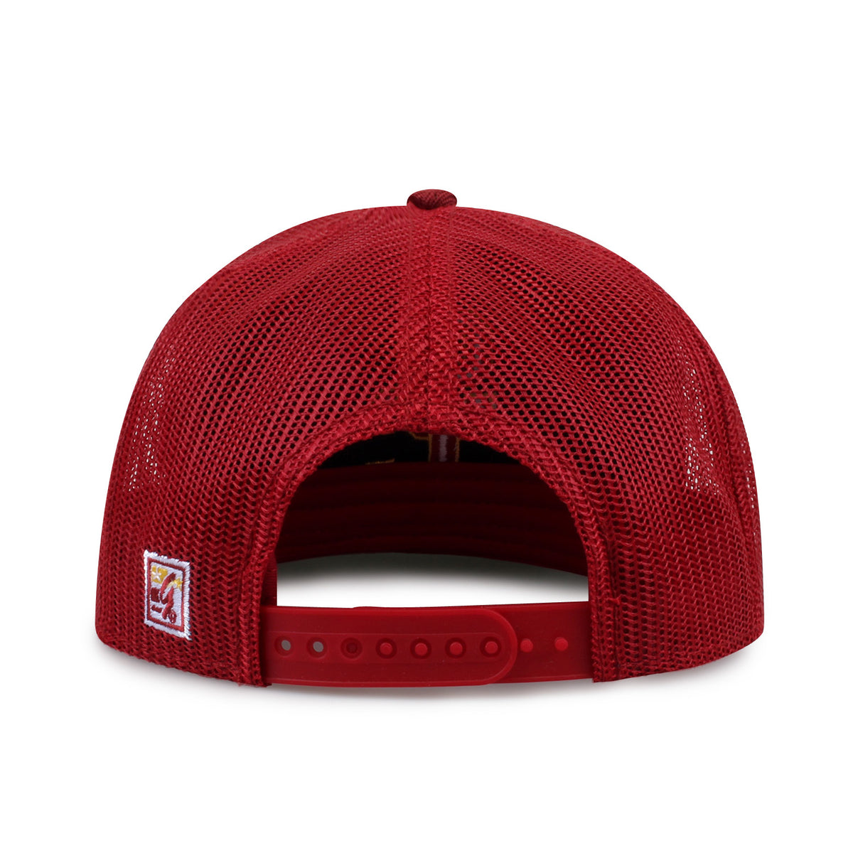University of Southern California Class of '92 trucker hat, rear view of mesh back and adjustable snapback closure