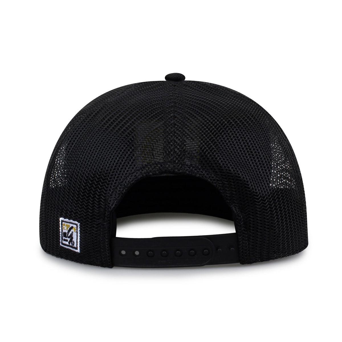 United States Military Academy (Army) Class of '92 trucker hat, rear view of mesh back and adjustable snapback closure