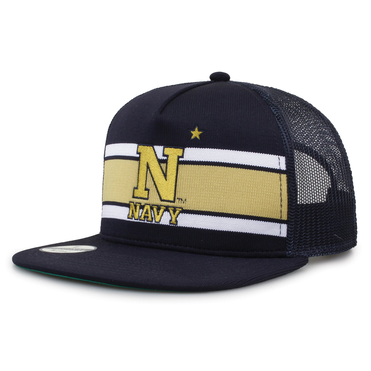 United States Naval Academy (Navy) Class of '92 trucker hat, angled front view showing embroidered logo and mesh side