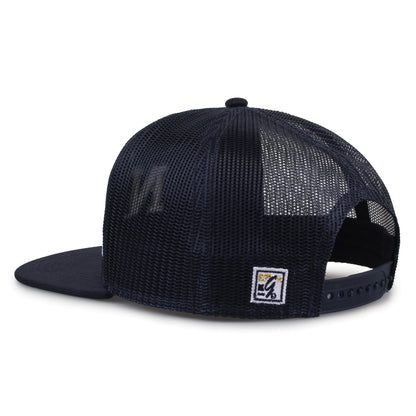 United States Naval Academy (Navy) Class of '92 trucker hat, angled rear view showing mesh panels and snapback closure