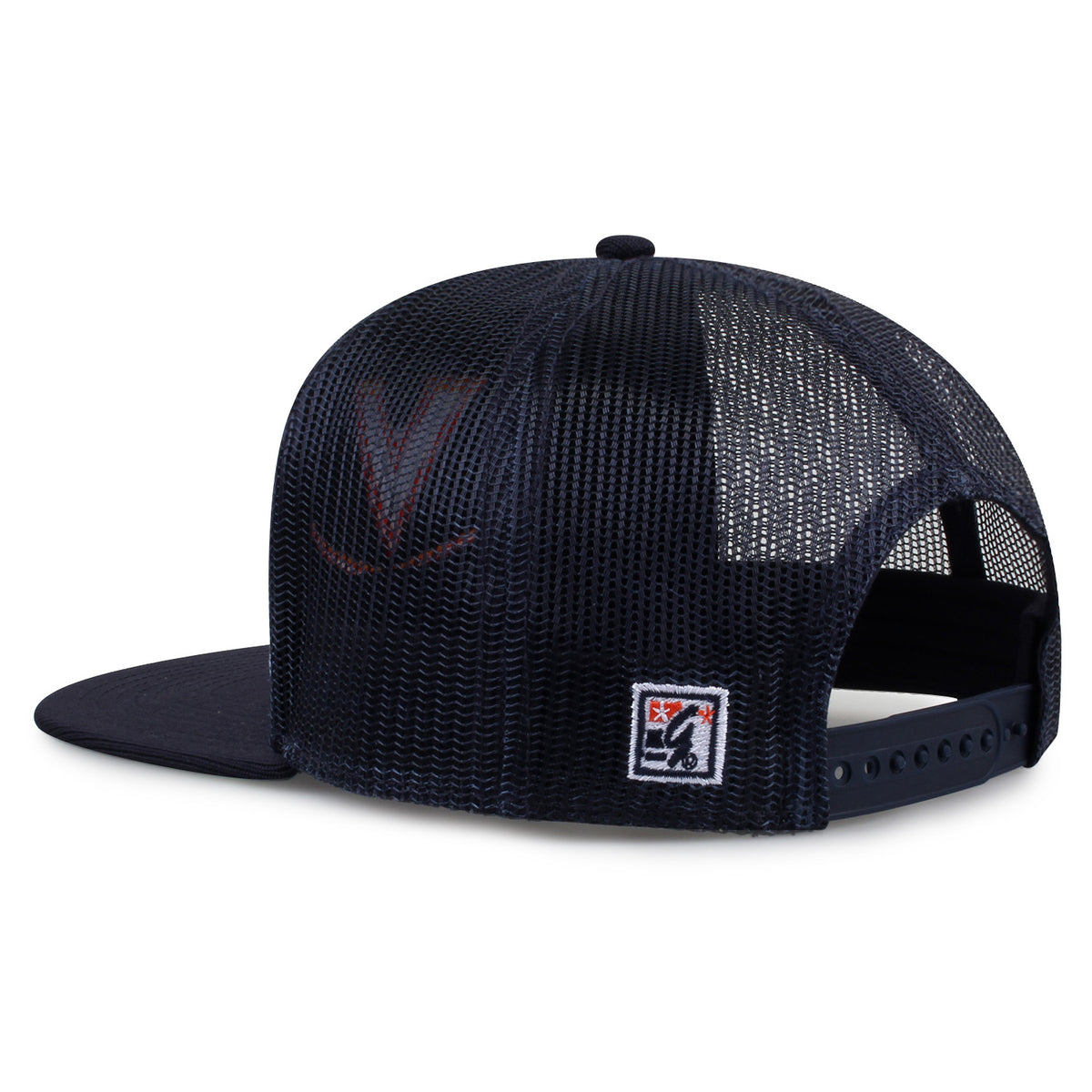 University of Virginia Class of '92 trucker hat, angled rear view showing mesh panels and snapback closure