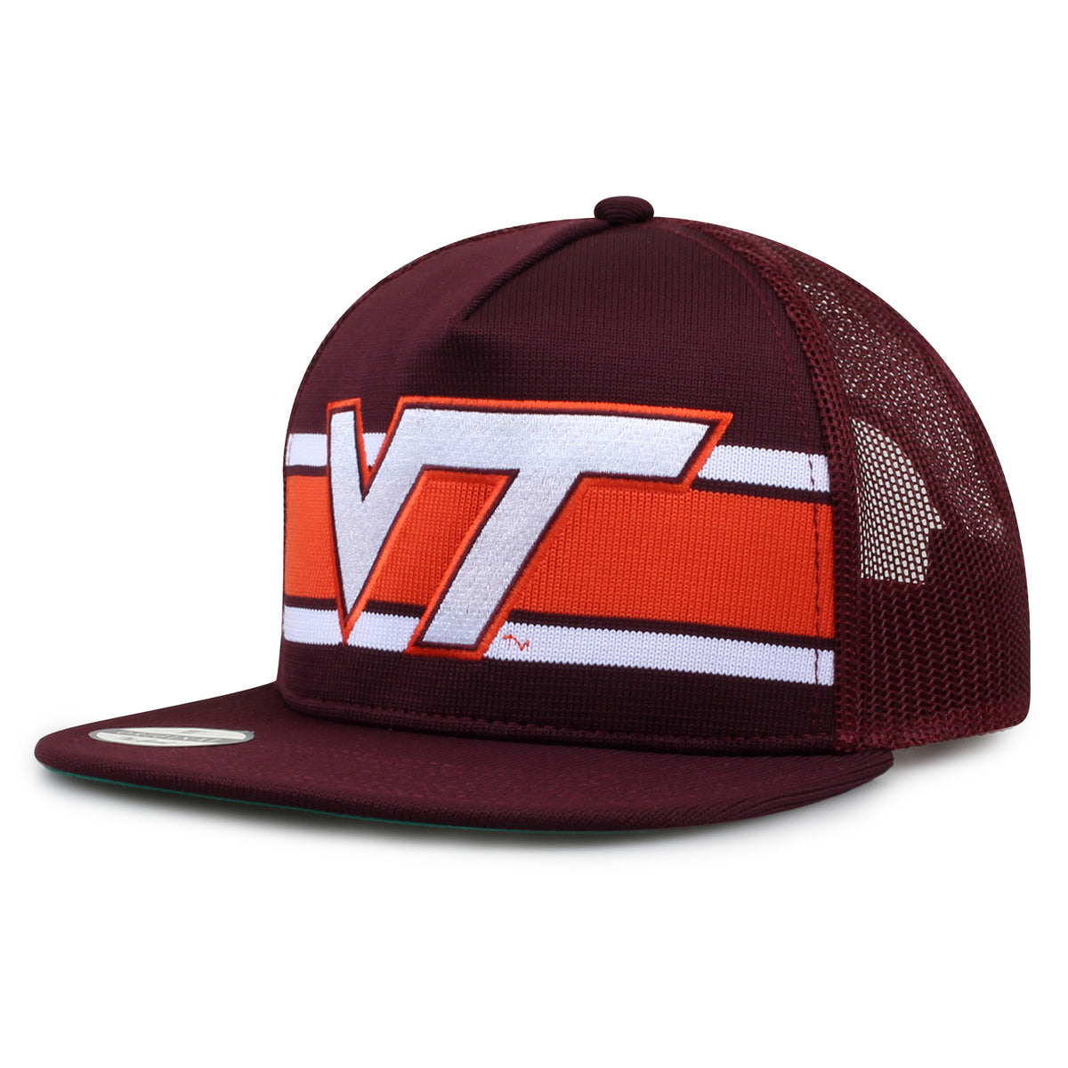 Virginia Tech Class of '92 trucker hat, angled front view showing embroidered logo and mesh side
