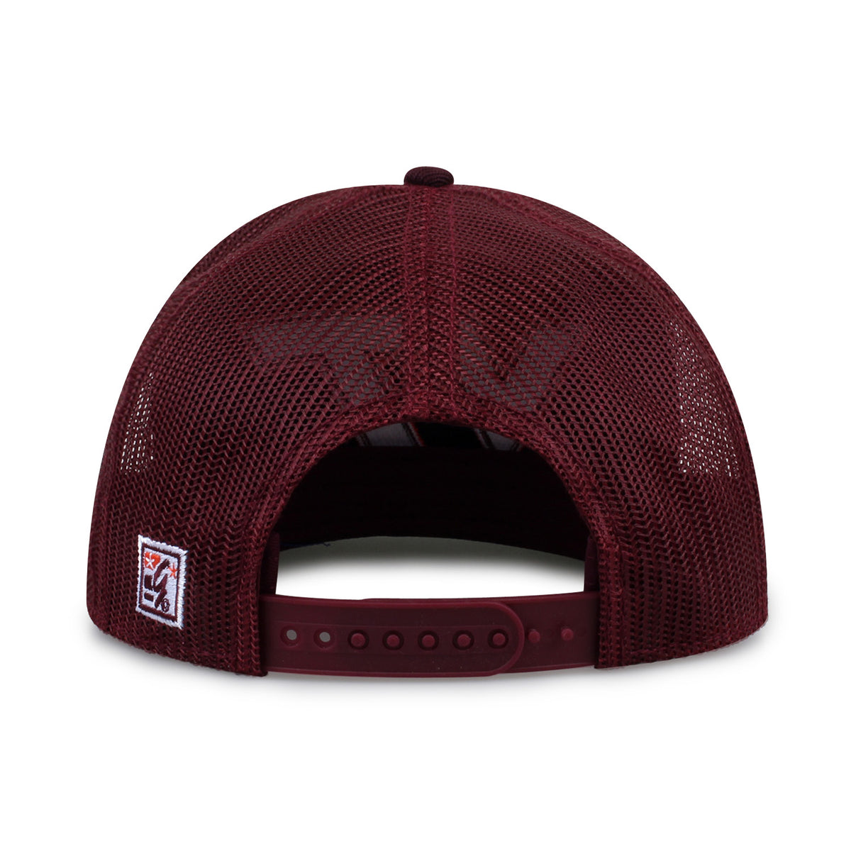 Virginia Tech Class of '92 trucker hat, rear view of mesh back and adjustable snapback closure