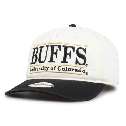 Colorado Original Bar snapback hat showing embroidered front design and curved brim, angled view