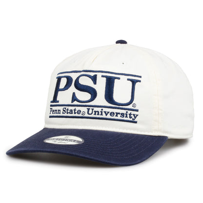 Penn State Original Bar snapback hat showing embroidered front design and curved brim, angled view