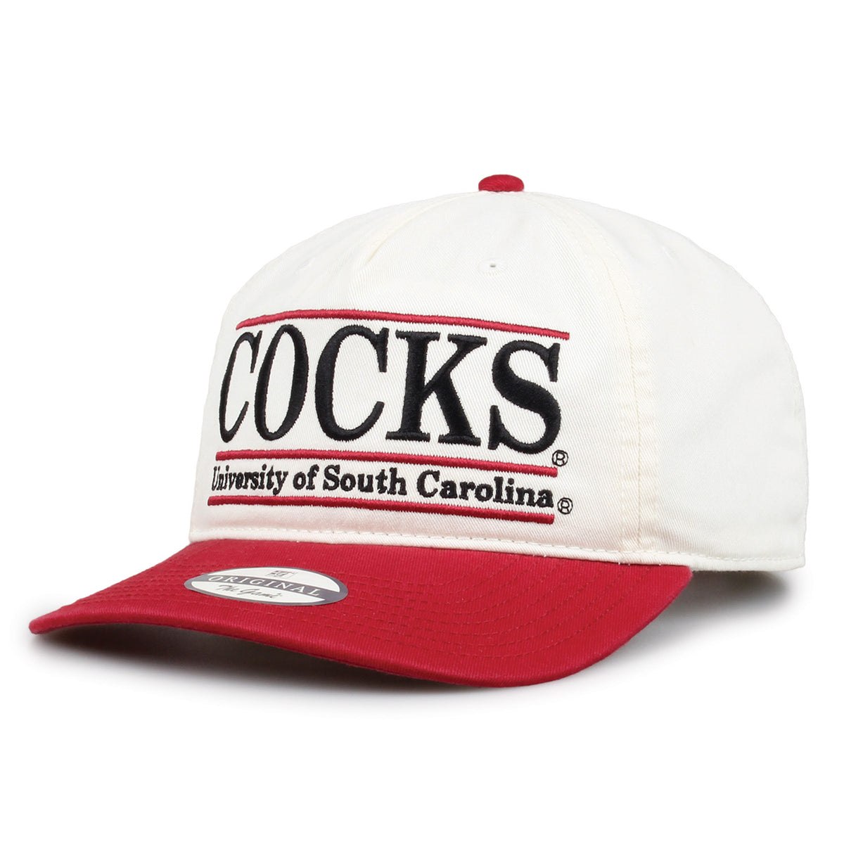 South Carolina Original Bar snapback hat showing embroidered front design and curved brim, angled view
