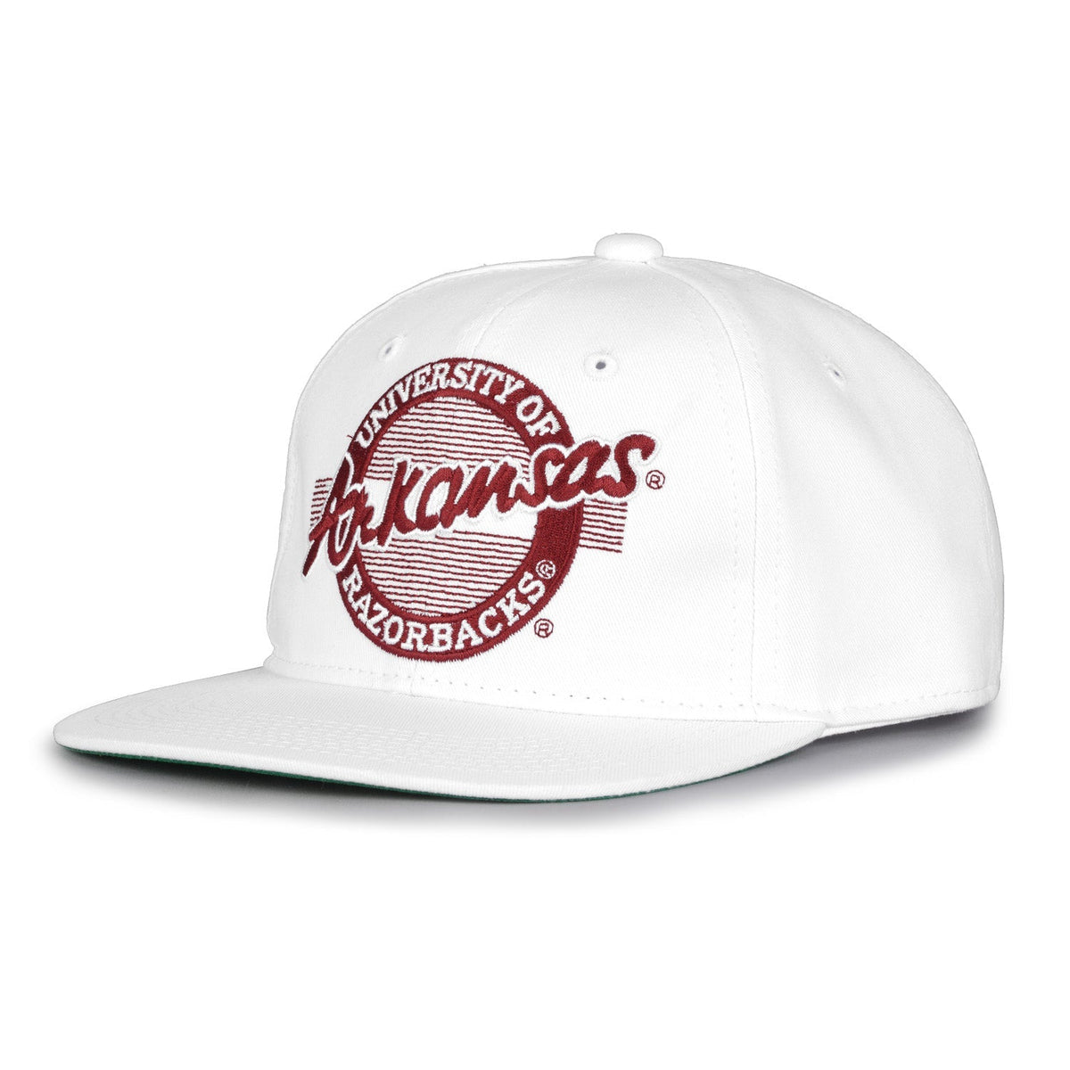 Arkansas Razorbacks Retro Circle Snapback - White, alternate view 1