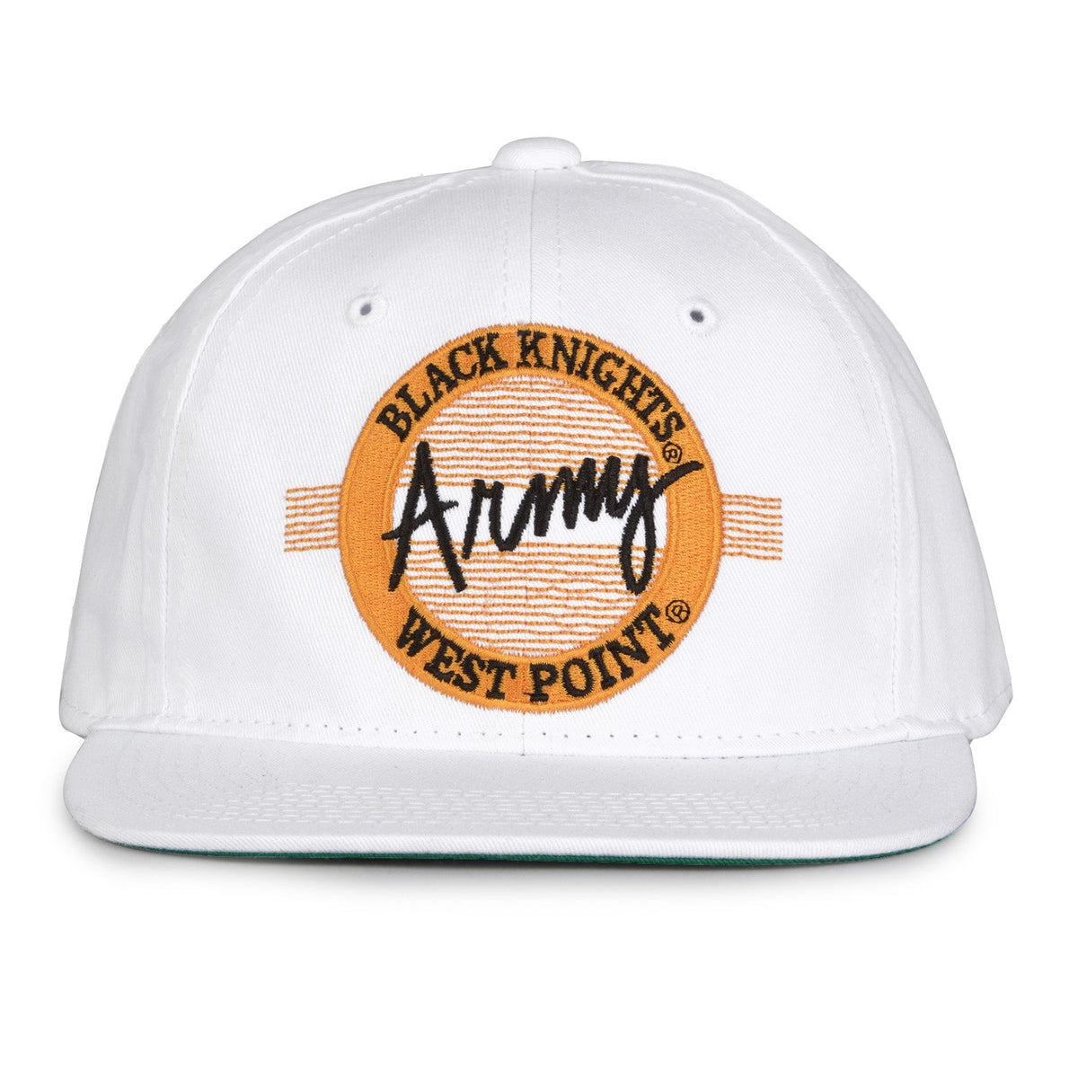 Army Black Knights Retro Circle Snapback - White, front view