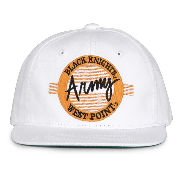 Army Retro Circle Snapback - White
