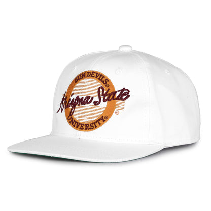 asu hat looks like old football helmet Arizona state Retro Circle Snapback – The Game Caps
