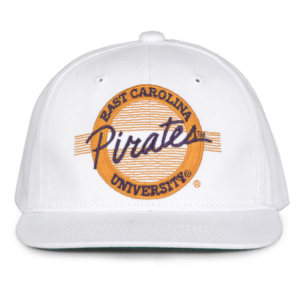 East Carolina Retro Circle Snapback - White