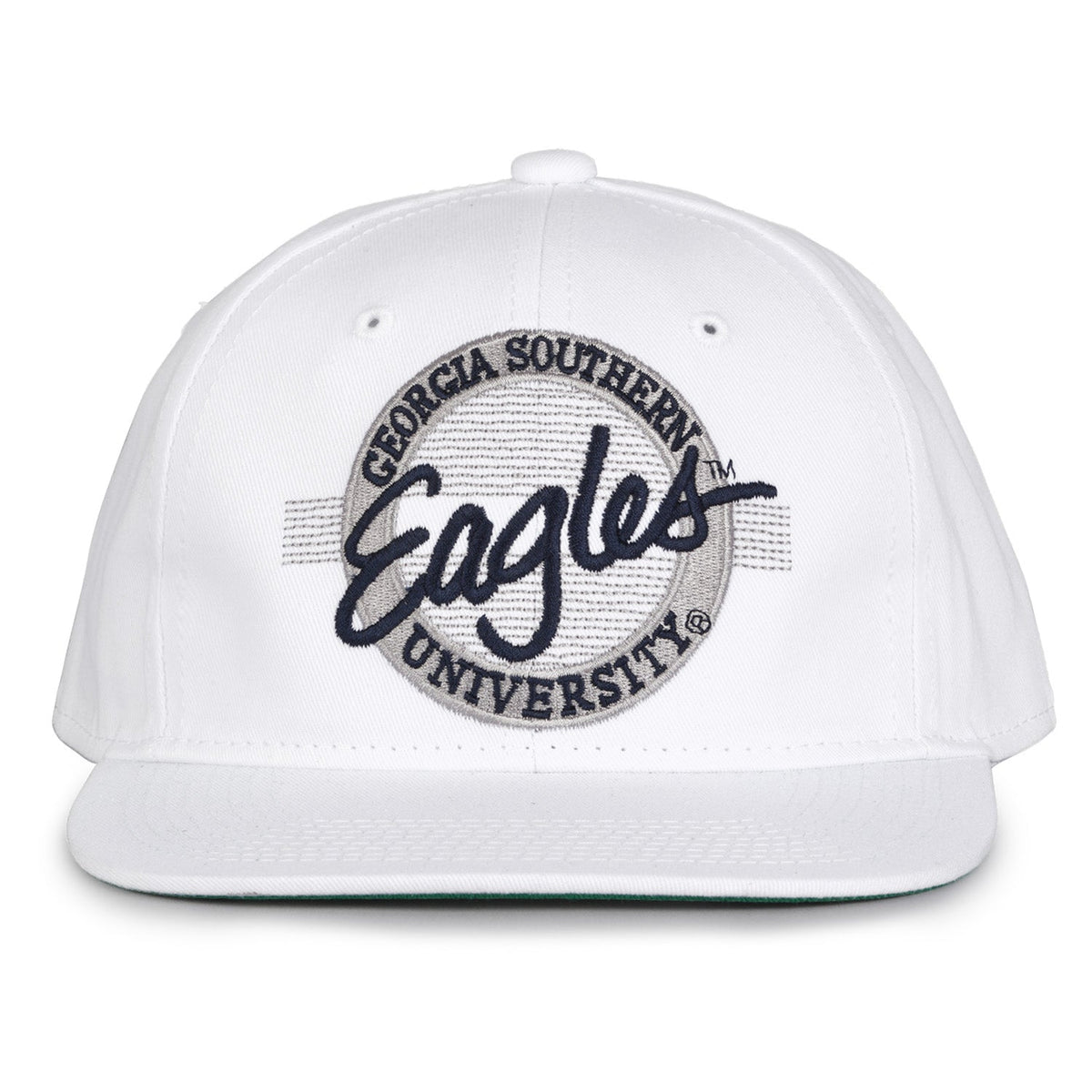 Georgia Southern Eagles Retro Circle Snapback - White, front view