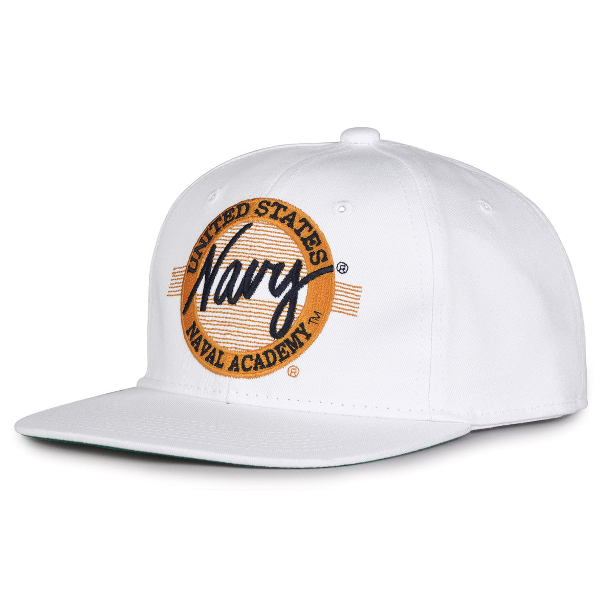 Navy Midshipmen Retro Circle Snapback - White, alternate view 1