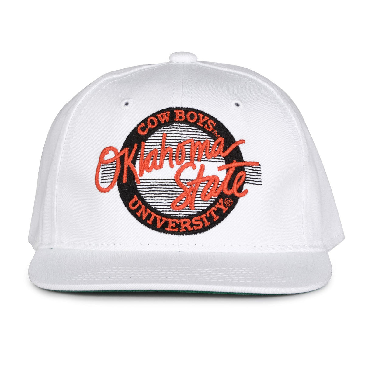 Oklahoma State Cowboys Retro Circle Snapback - White, front view