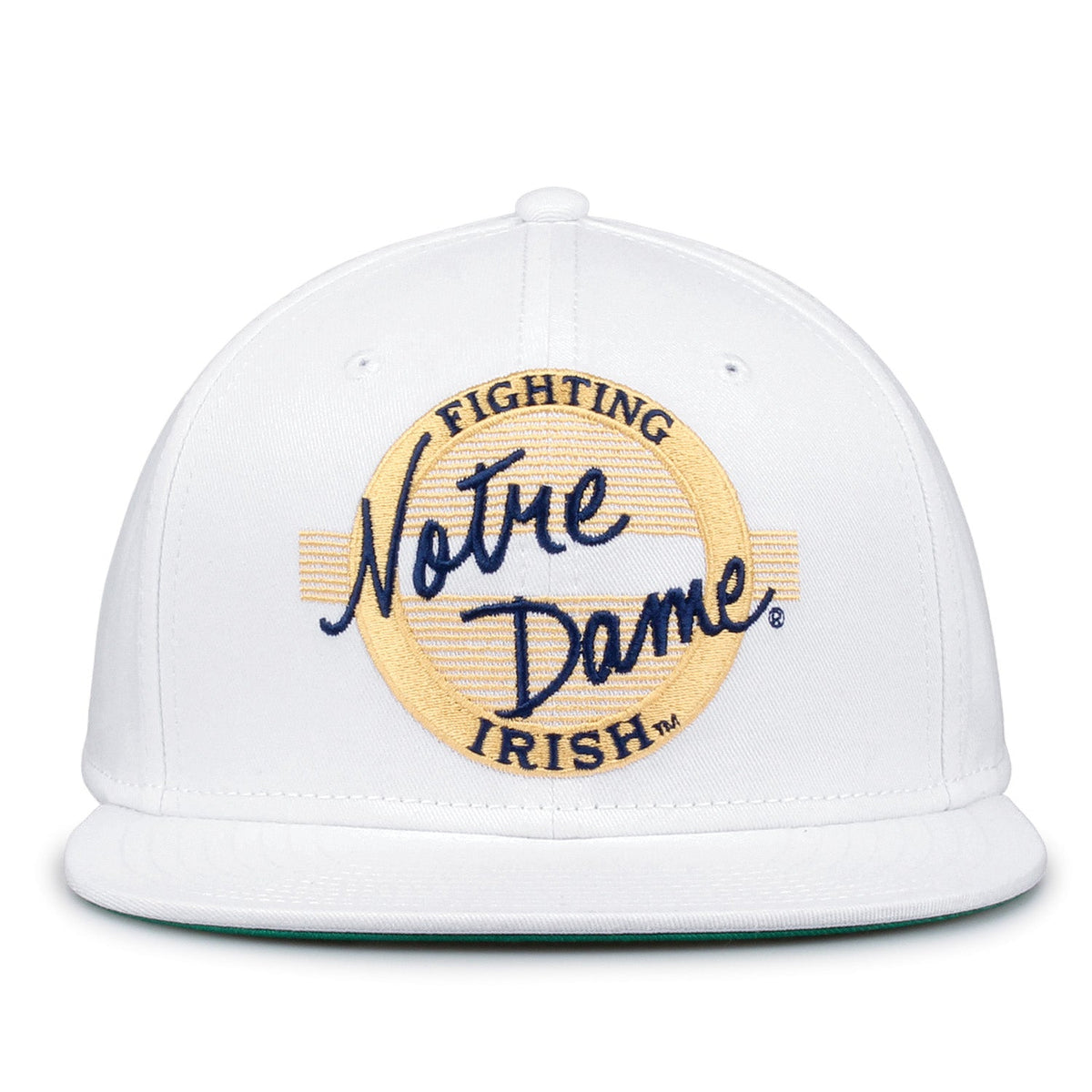 Notre Dame Fighting Irish Retro Circle Snapback - White, front view
