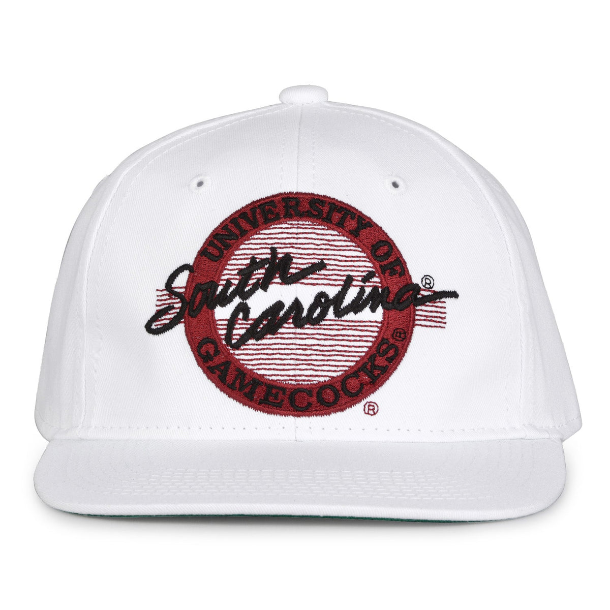 South Carolina Gamecocks Retro Circle Snapback - White, front view