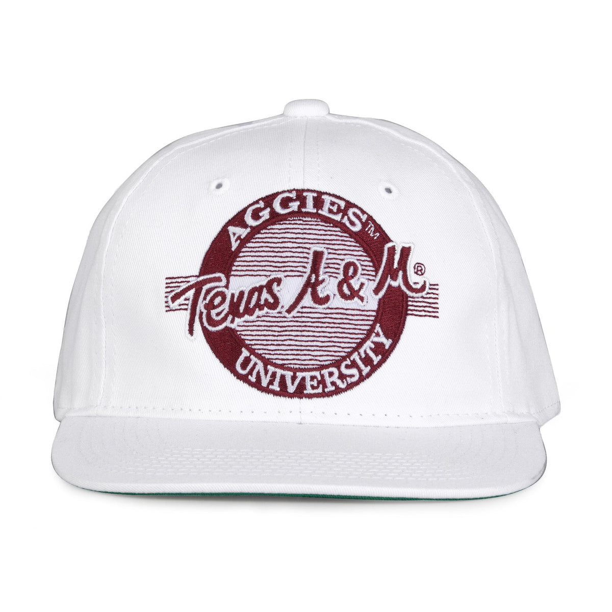 Texas A&M Aggies Retro Circle Snapback - White, front view