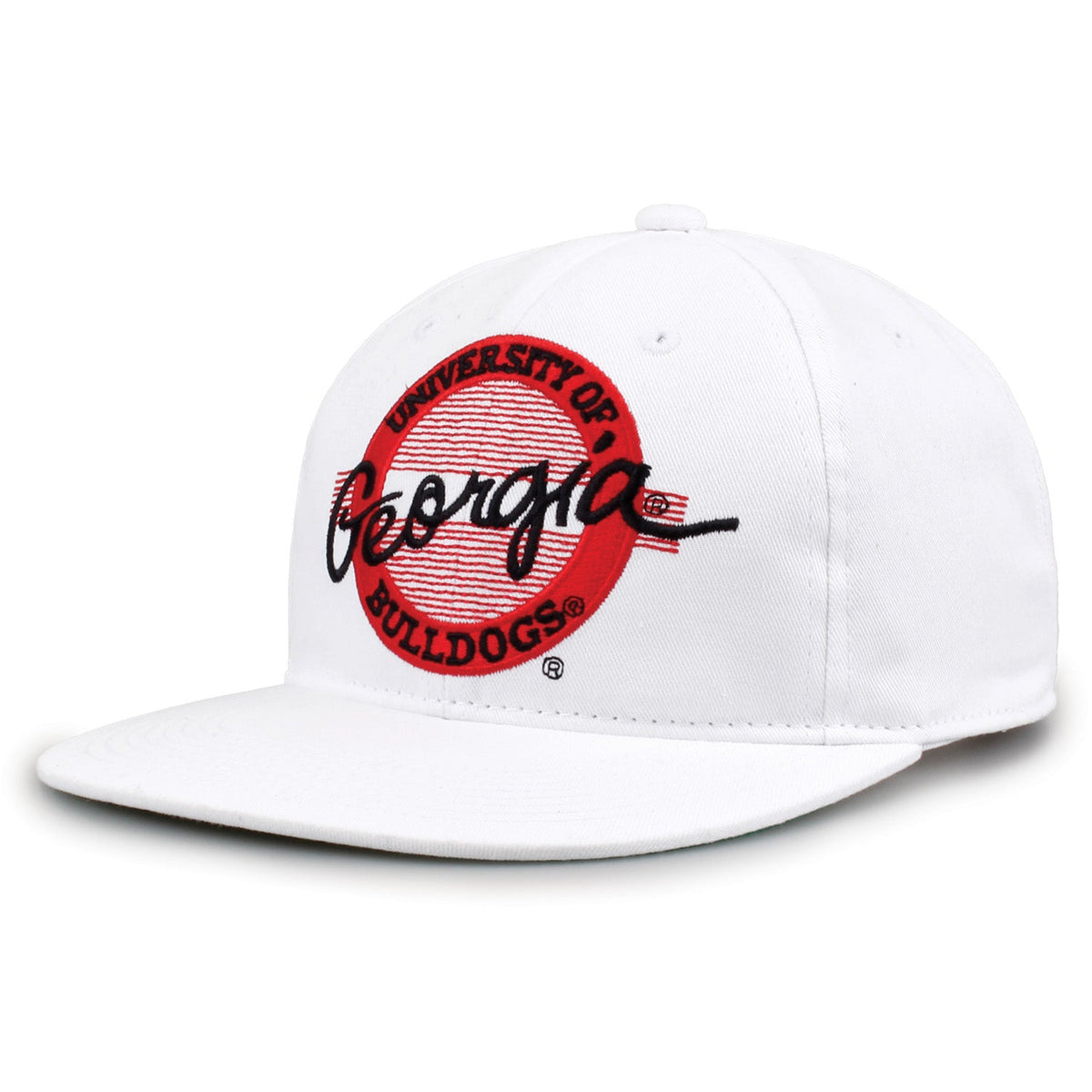 Georgia Bulldogs Retro Circle Snapback - White, alternate view 1