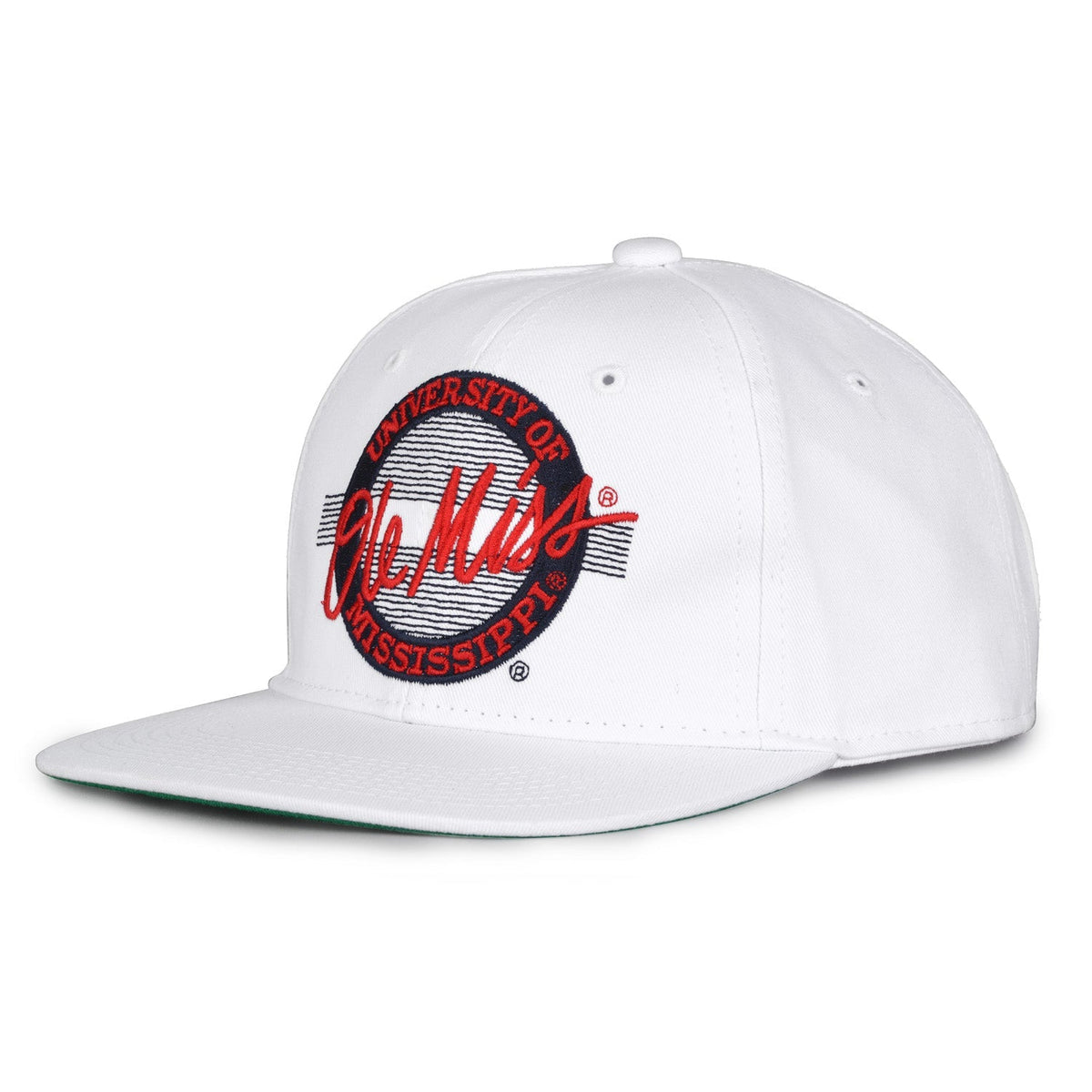 Ole Miss Rebels Retro Circle Snapback - White, alternate view 1