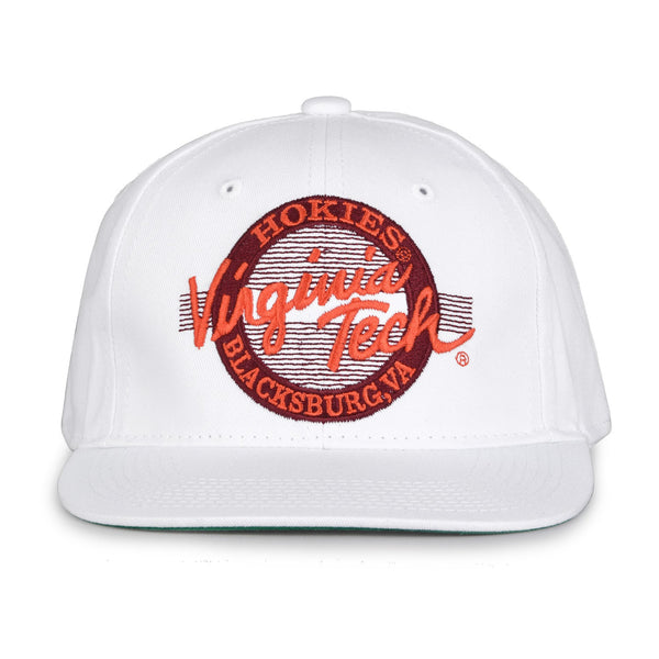 Virginia Tech Retro Circle Snapback - White