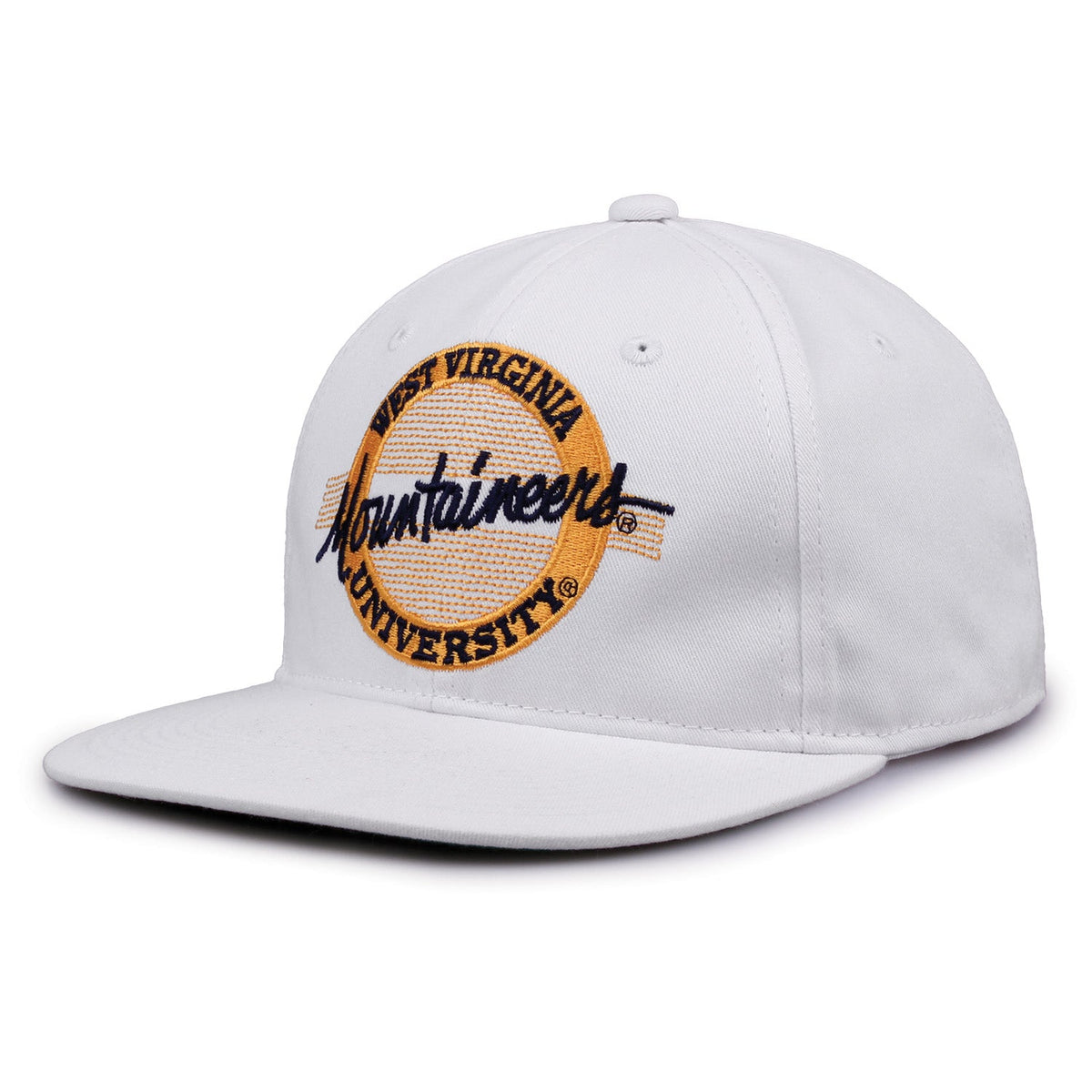 West Virginia Mountaineers Retro Circle Snapback - White, alternate view 1