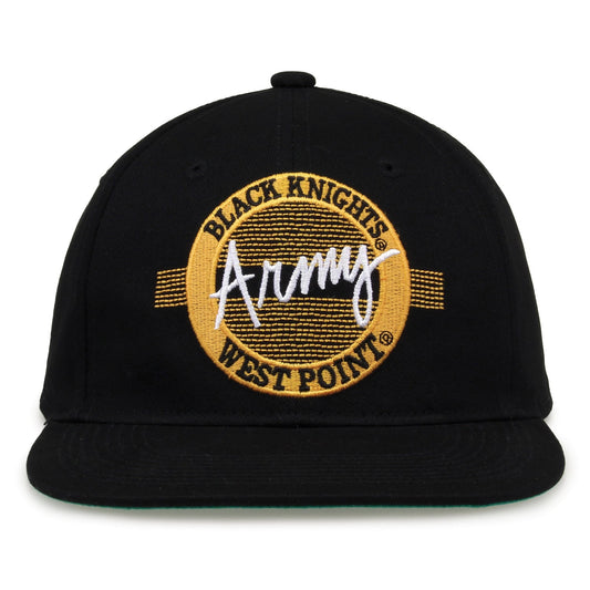 Army Black Knights Retro Circle Snapback - Black, front view